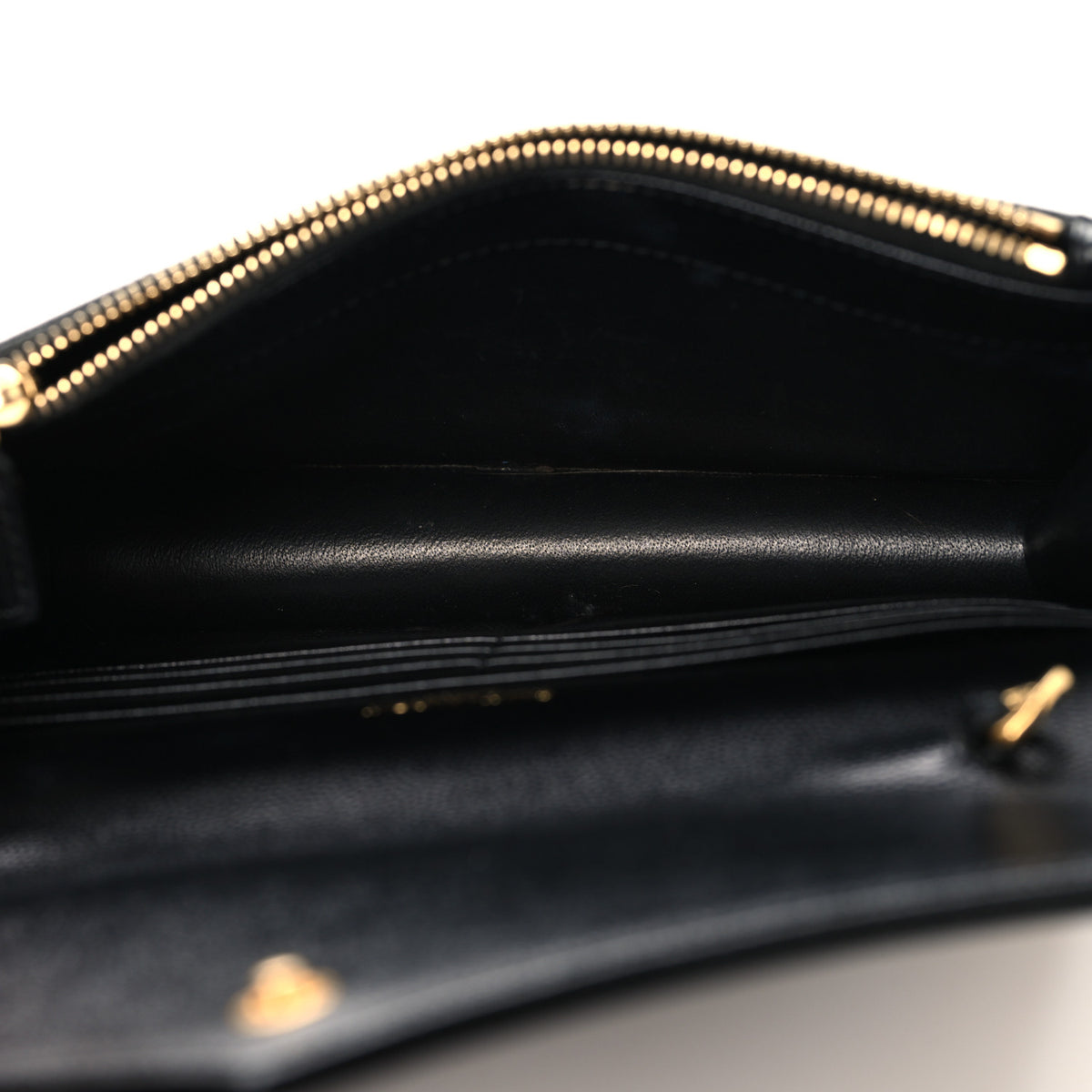 Saint Laurent Grain De Poudre Matelasse Chevron Monogram Envelope Chain Wallet Black 5 of 11