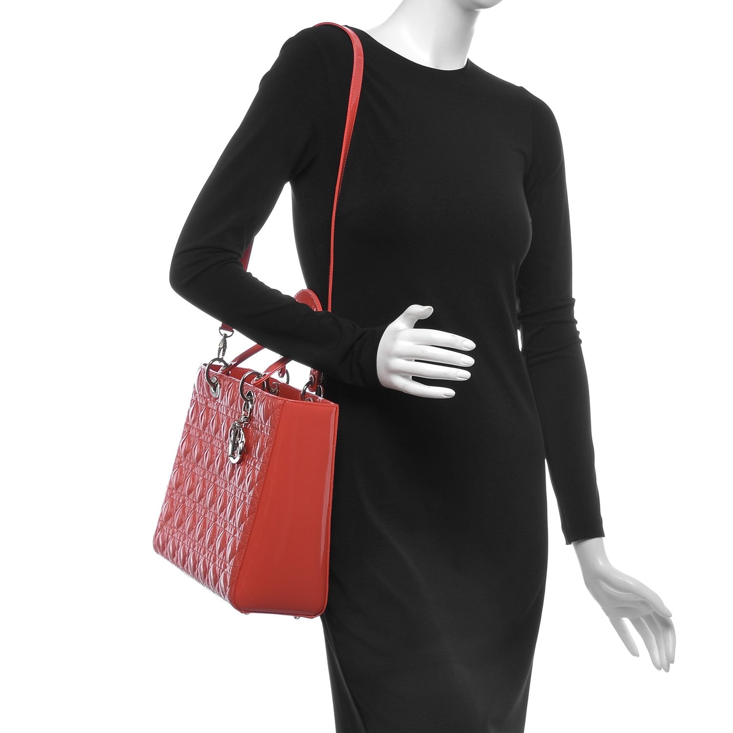 Christian Dior Patent Cannage Large Lady Dior Light Coral 2 of 9