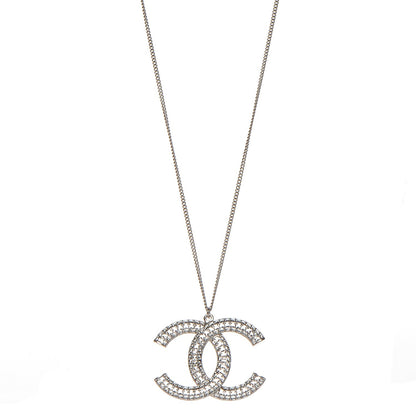 Chanel Baguette Crystal Large CC Necklace Silver 1 of 7