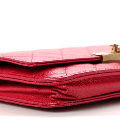 Chanel Caviar Quilted Golden Class Wallet On Chain WOC Fuchsia 6 of 9