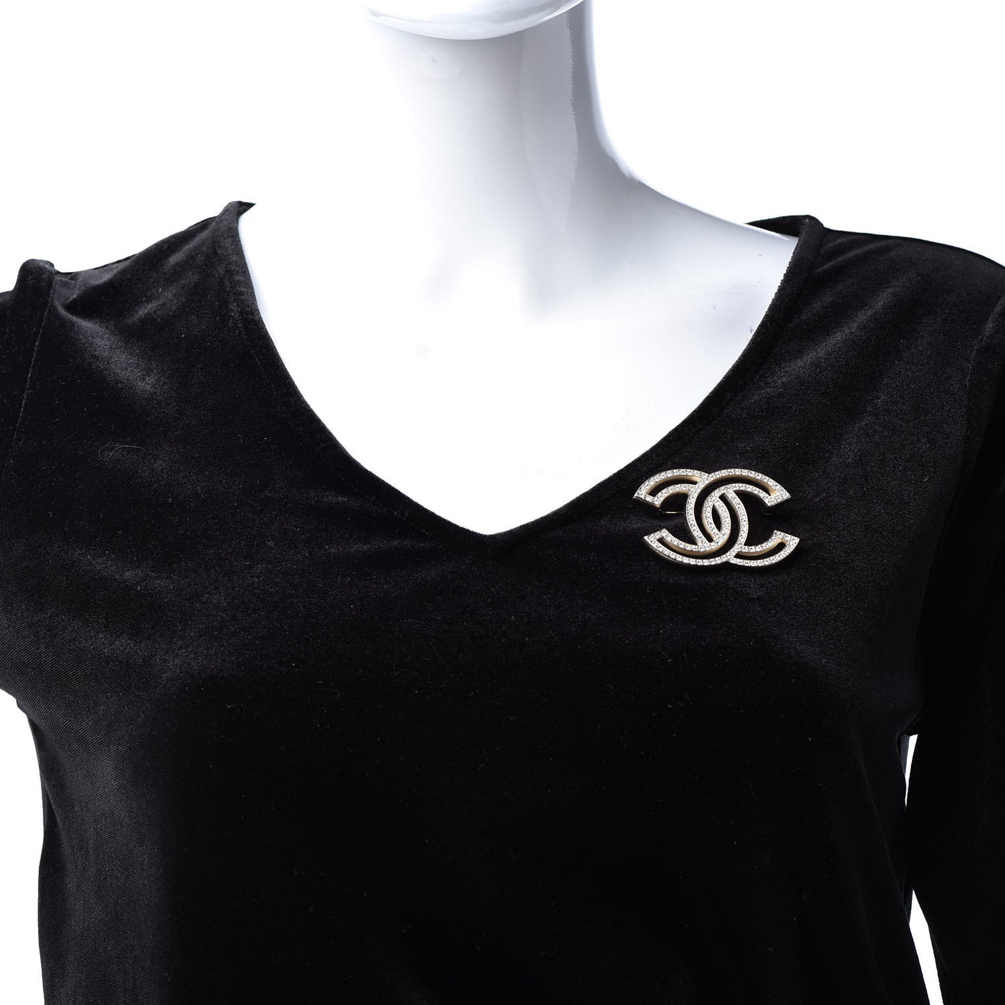 Crystal CC Brooch Light Gold