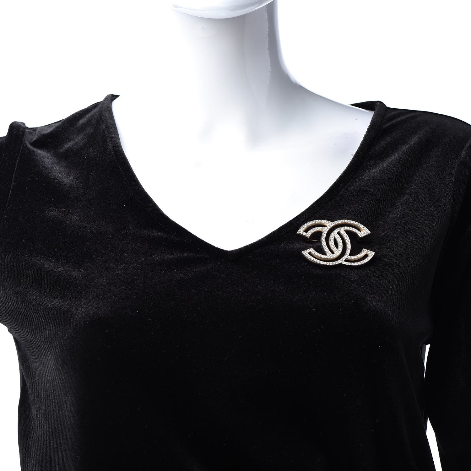 Chanel Crystal CC Brooch Light Gold 2 of 5