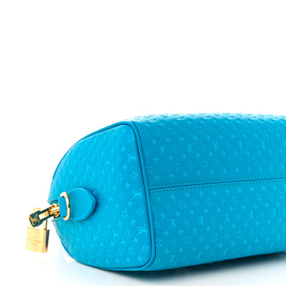 Louis Vuitton Calfskin Nanogram Embossed Speedy 20 Bleu 8 of 10
