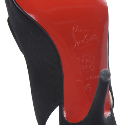 Christian Louboutin Crepe Satin Moustique 100 Peep Toe Slingback Pumps 35 Black 7 of 7