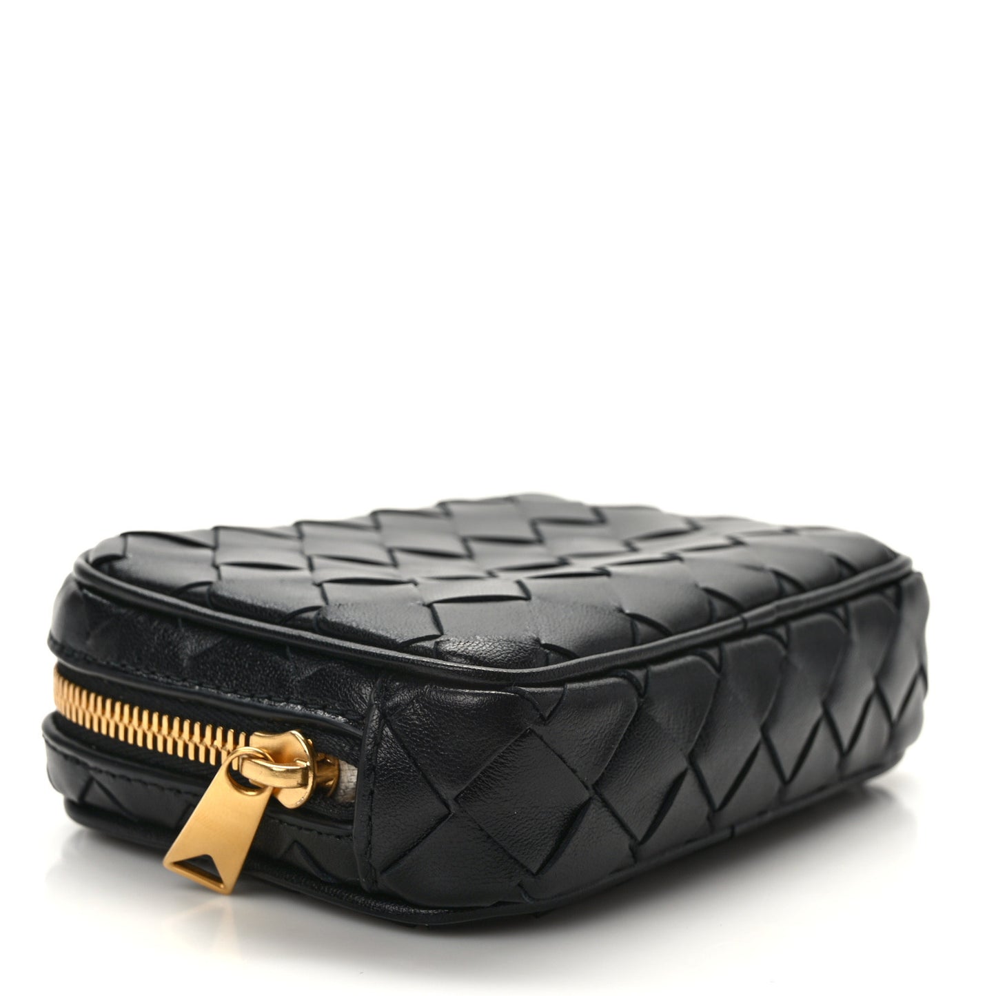 Calfskin Intrecciato Teen Zippered Pouch Black