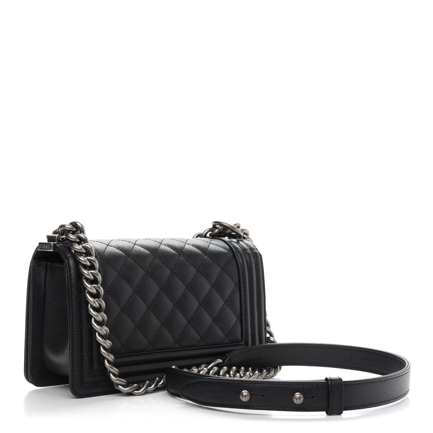 Caviar Quilted Small Boy Flap Black