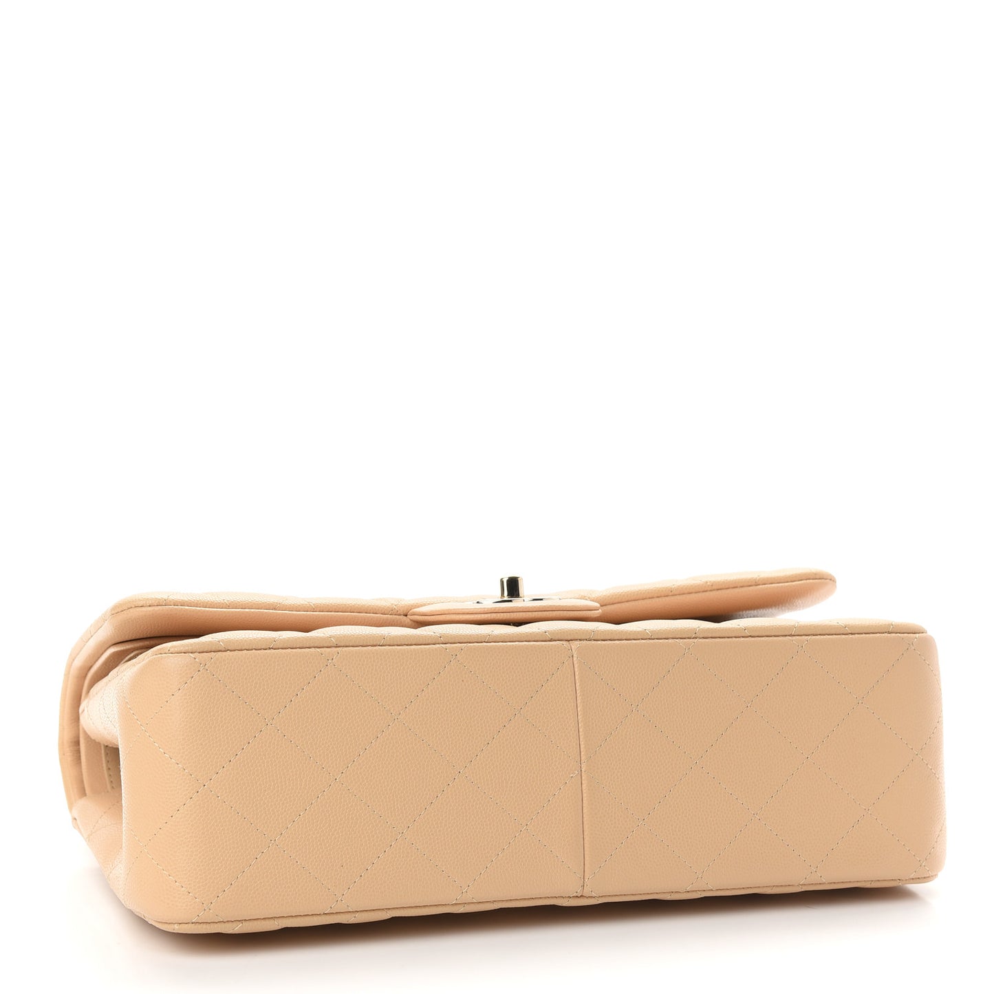 Caviar Quilted Jumbo Double Flap Beige Clair
