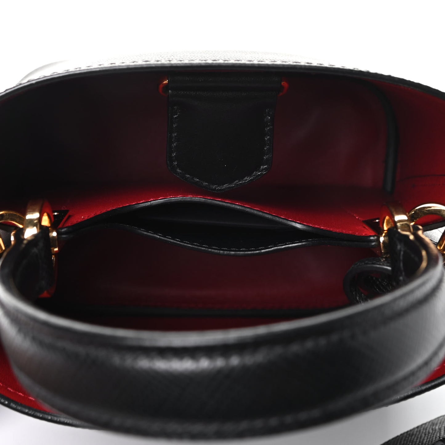 Saffiano Cuir Small Panier Bucket Bag Black Fuoco