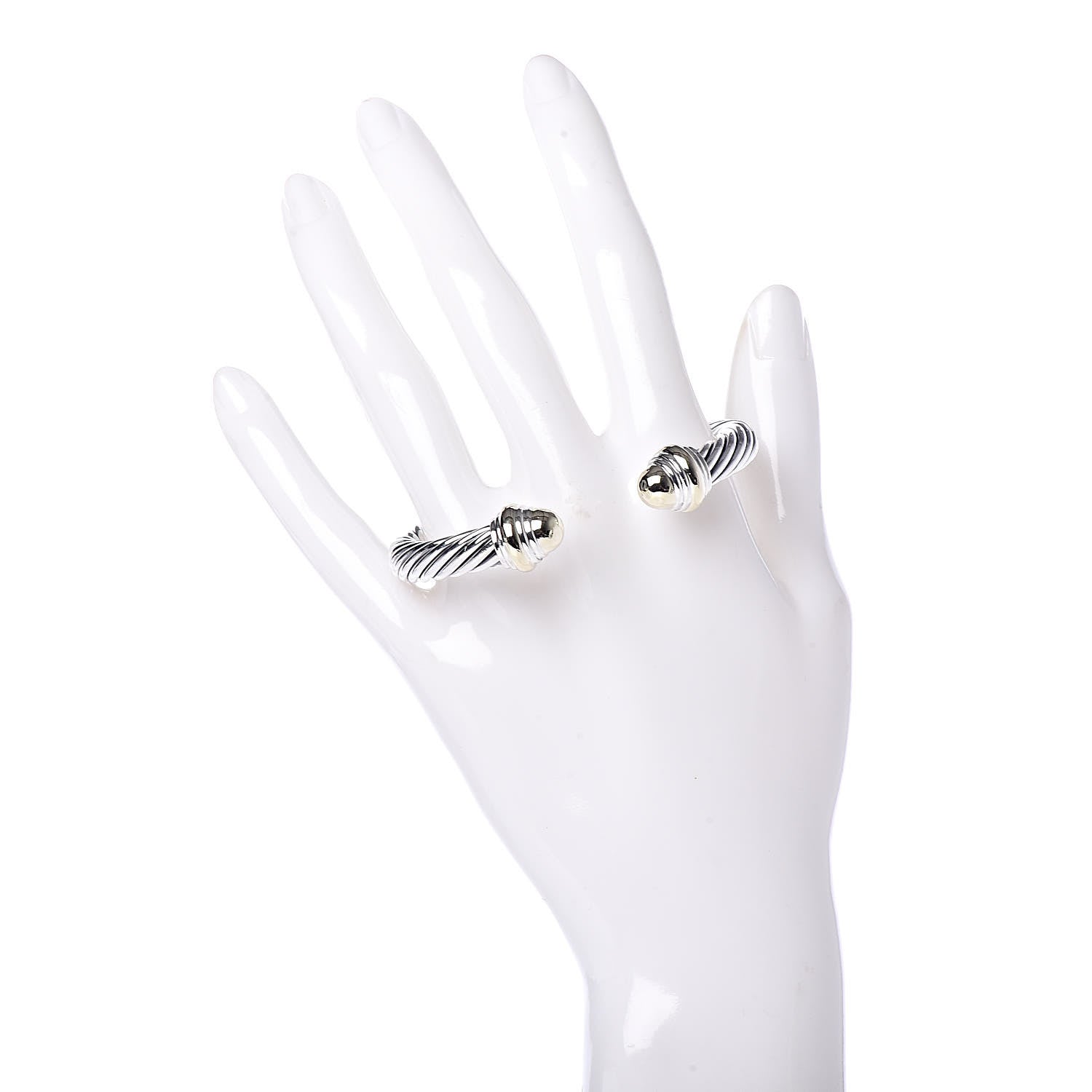 David Yurman Sterling Silver 14K Yellow Gold 7mm Cable Classics Bracelet 2 of 5