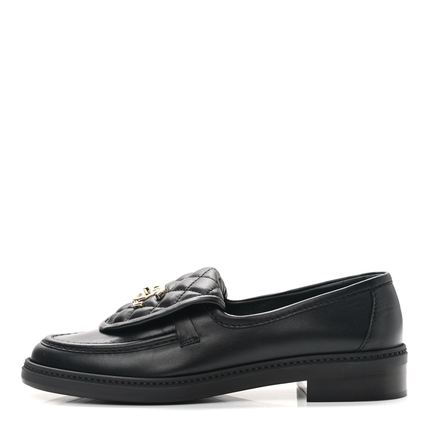 Chanel Lambskin Quilted CC Turnlock Loafers 38.5 Black 1 of 8