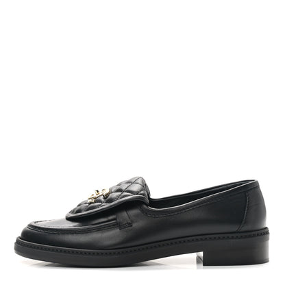 Chanel Lambskin Quilted CC Turnlock Loafers 38.5 Black 1 of 8