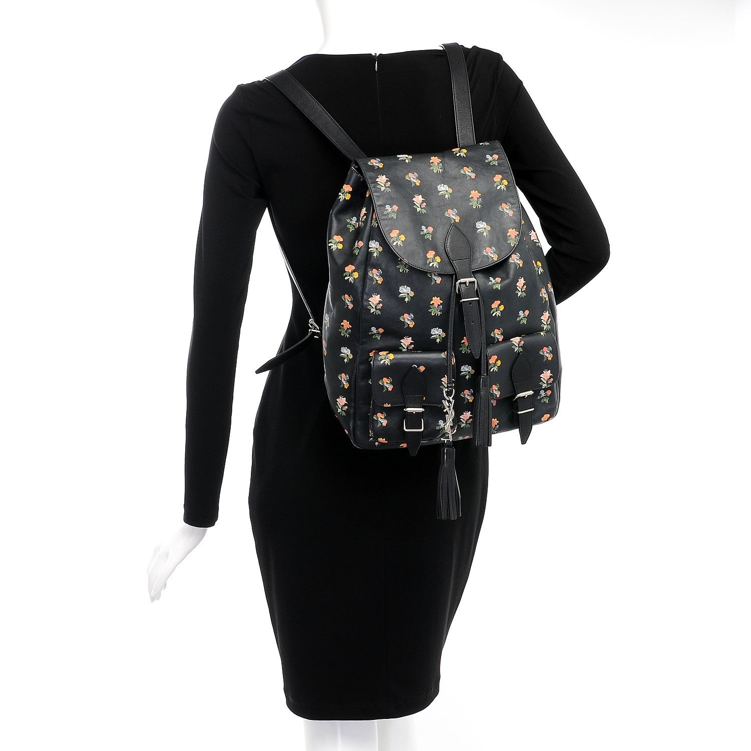 Saint Laurent Calfskin Prairie Flower Printed Festival Backpack Multicolor 2 of 15