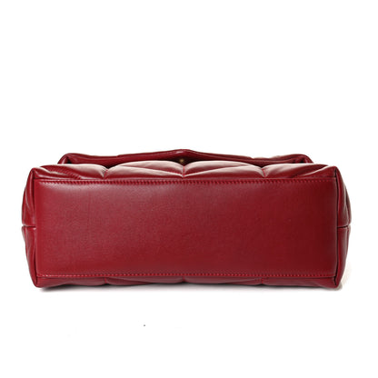 Saint Laurent Lambskin Quilted Small Loulou Puffer Monogram Chain Satchel Opyum Red 12 of 14