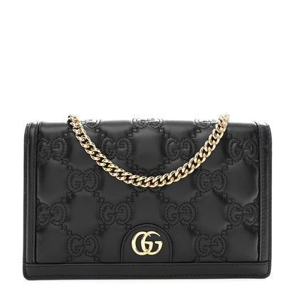 Gucci Calfskin GG Matelasse Chain Wallet Black 1 of 9