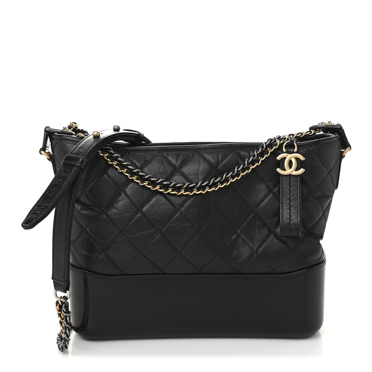 Aged Calfskin Quilted New Medium Gabrielle Hobo Black
