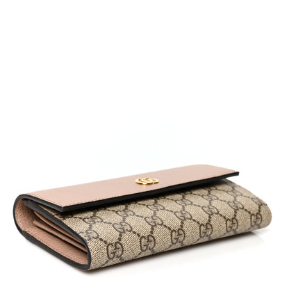 Gucci Dollar Calfskin GG Supreme Monogram GG Marmont Continental Wallet Porcelain Rose Beige Ebony 4 of 7