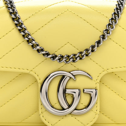 Gucci Calfskin Matelasse Super Mini GG Marmont Shoulder Bag Banana 7 of 10