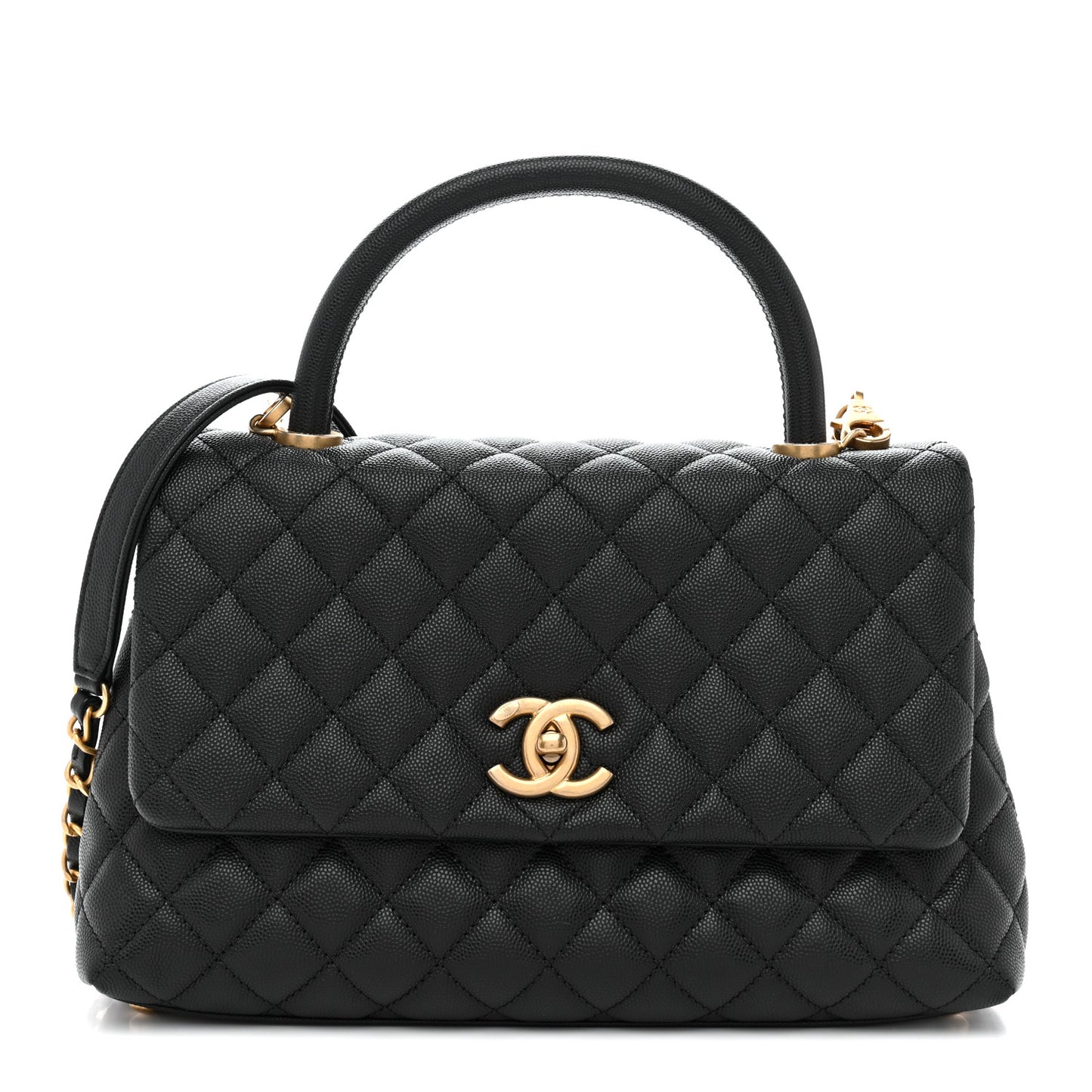 Caviar Quilted Small Coco Handle Flap Black