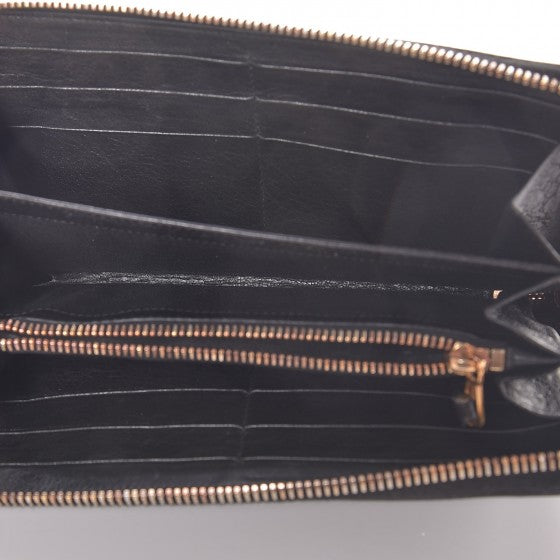 Agneau Giant 12 Rose Gold Hardware Continental Zip Around Wallet Black