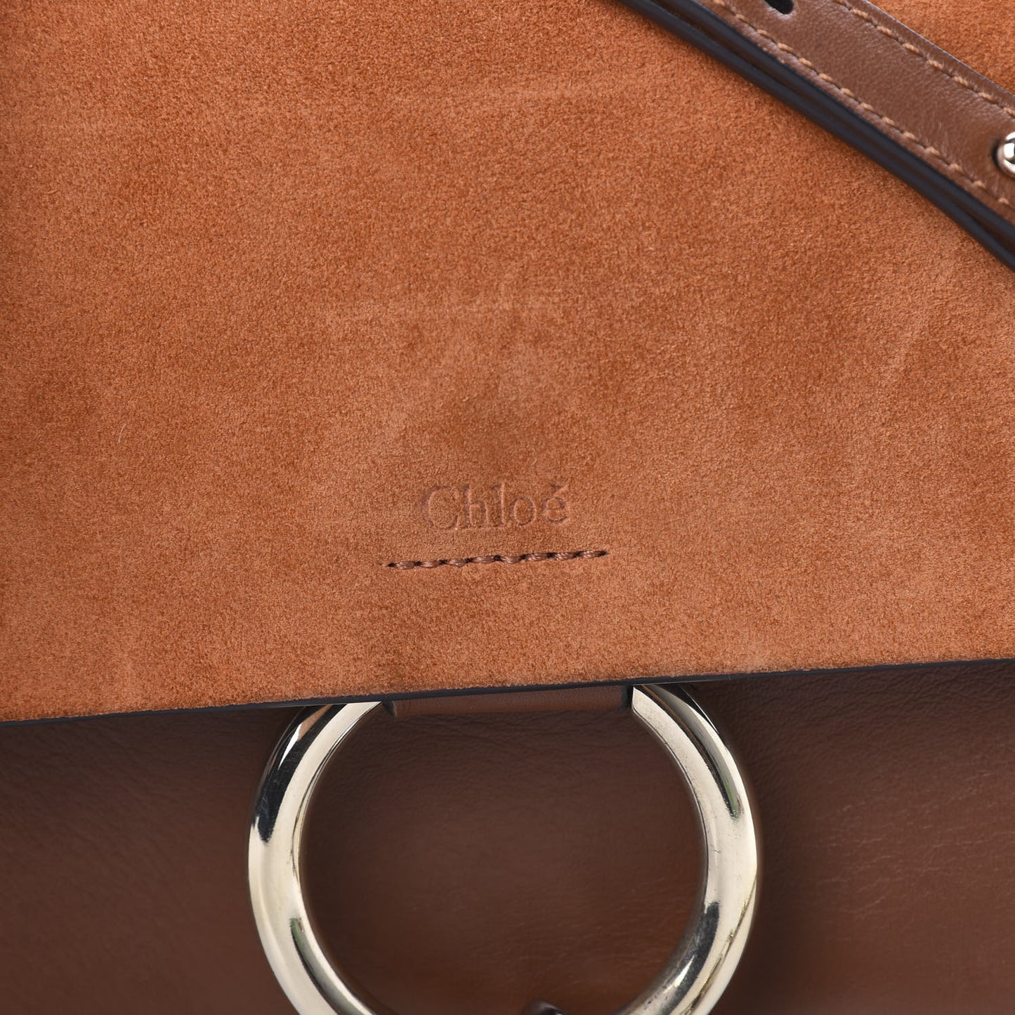 Suede Calfskin Small Faye Shoulder Bag Tobacco