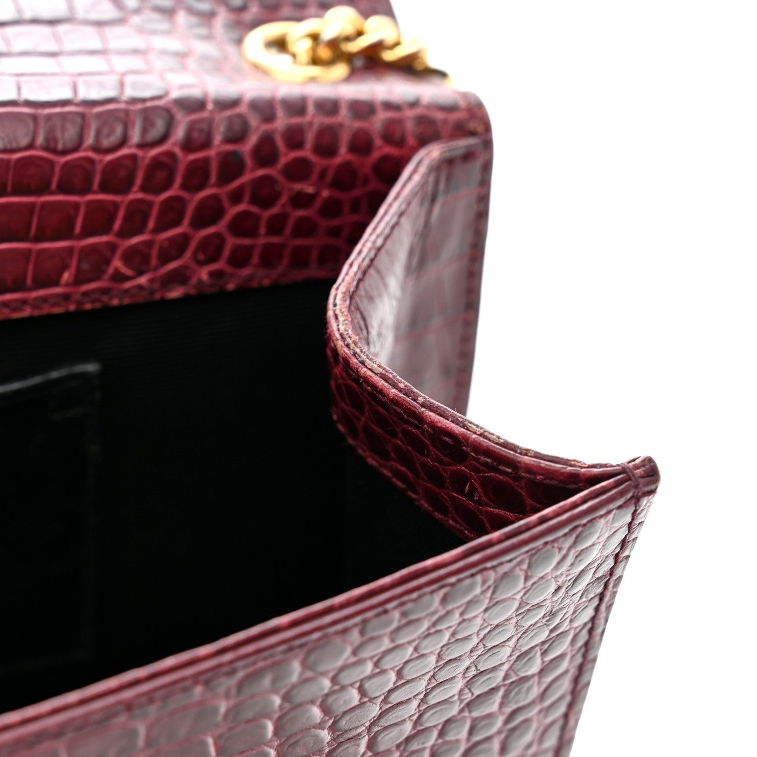Saint Laurent Calfskin Crocodile Embossed Medium Classic Monogram