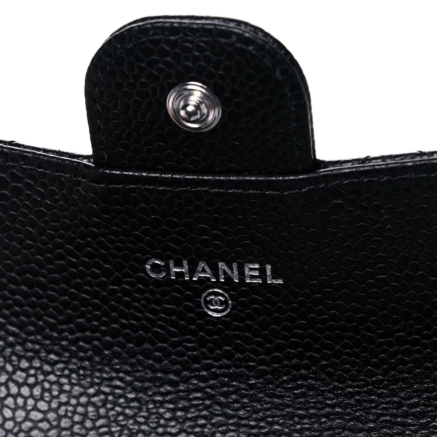 Caviar Quilted Flap Card Holder Wallet Black