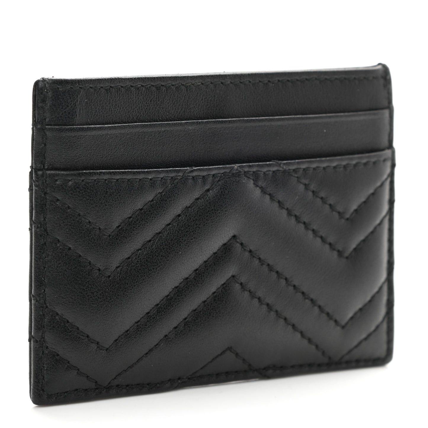 Calfskin Matelasse GG Marmont Card Holder Black