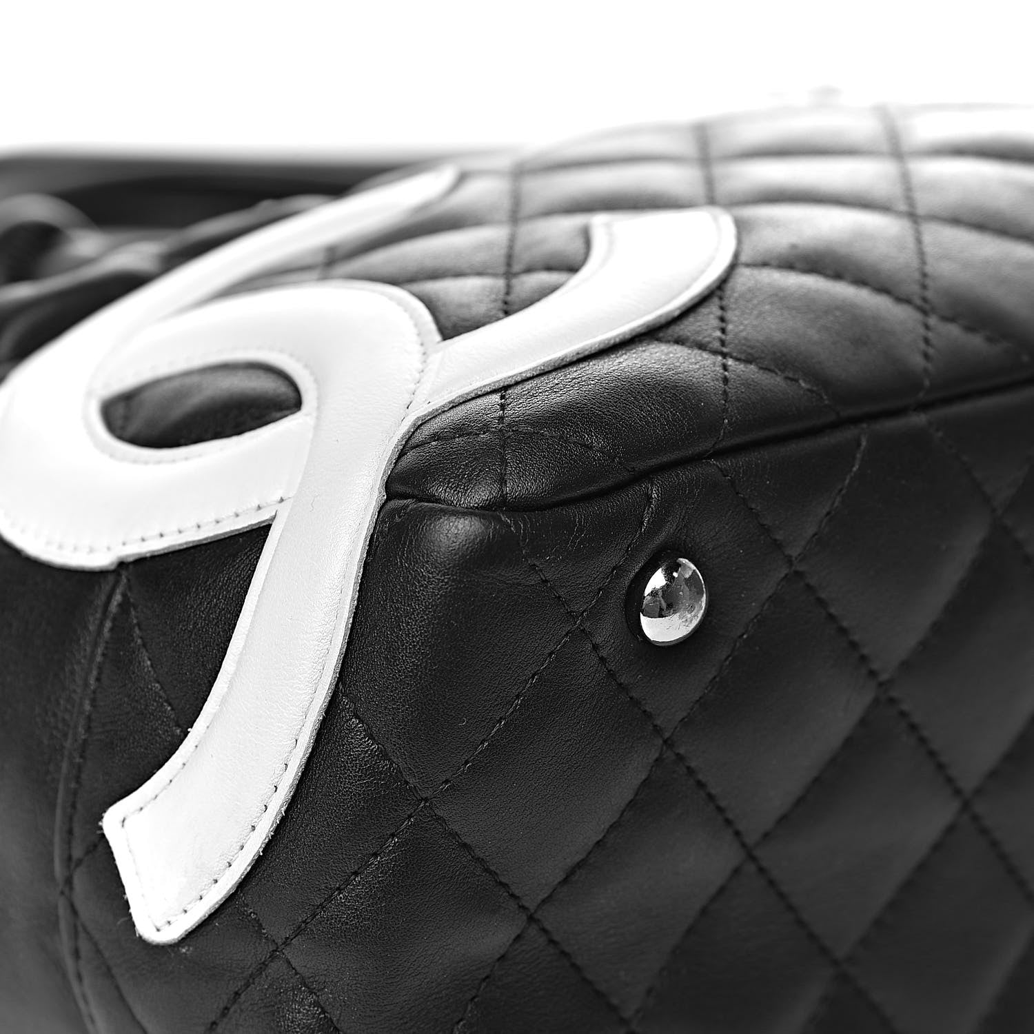 Chanel Calfskin Quilted Large Cambon Bowler Black White 9 of 14