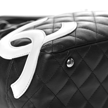 Chanel Calfskin Quilted Large Cambon Bowler Black White 9 of 14