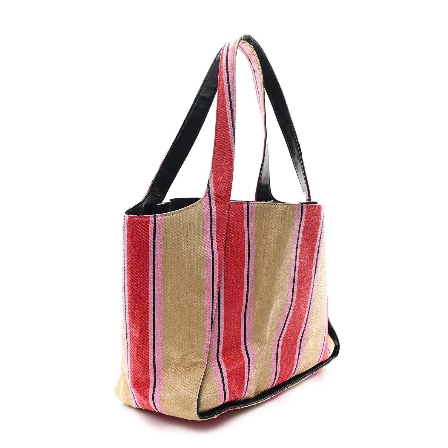 Stella McCartney Raffia Striped Logo Tote Red 4 of 11