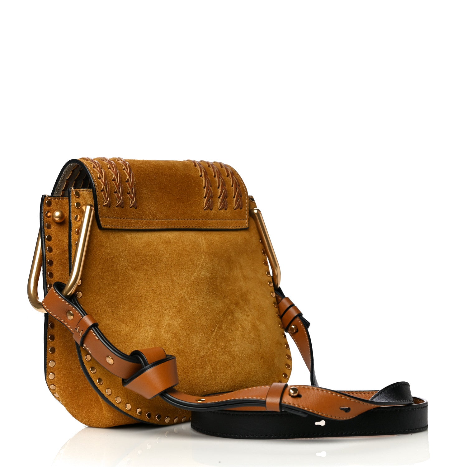 Chloe Suede Calfskin Braided Small Hudson Shoulder Bag Caramel 4 of 14