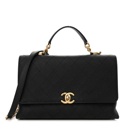 Chanel Grained Calfskin Stitched Flap Black 1 of 12