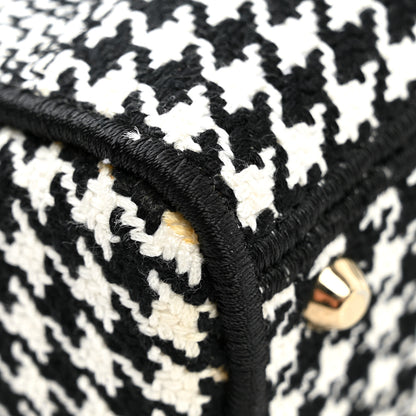 Christian Dior Canvas Houndstooth Embroidered Mini Lady D-Lite Black White 10 of 10