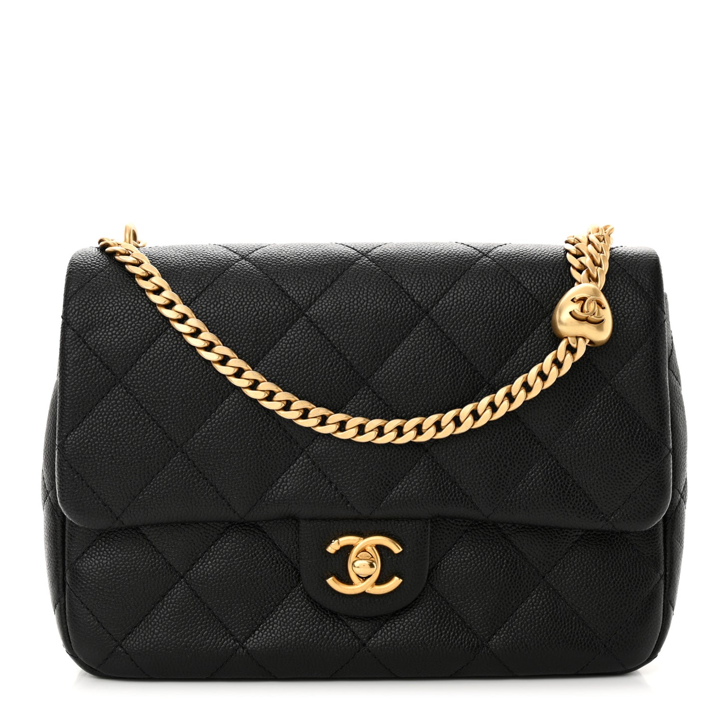 Caviar Quilted Sweetheart Flap Black