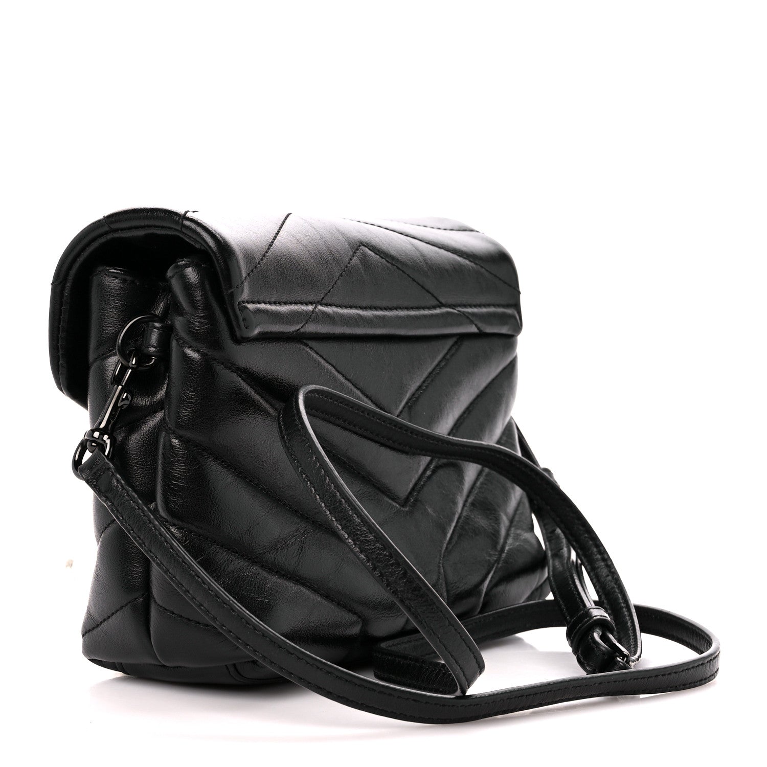 Saint Laurent Calfskin Y Quilted Monogram Monochrome Toy Loulou Crossbody Bag Black 3 of 11