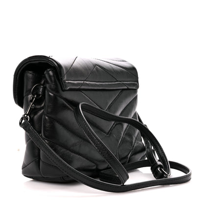 Saint Laurent Calfskin Y Quilted Monogram Monochrome Toy Loulou Crossbody Bag Black 3 of 11