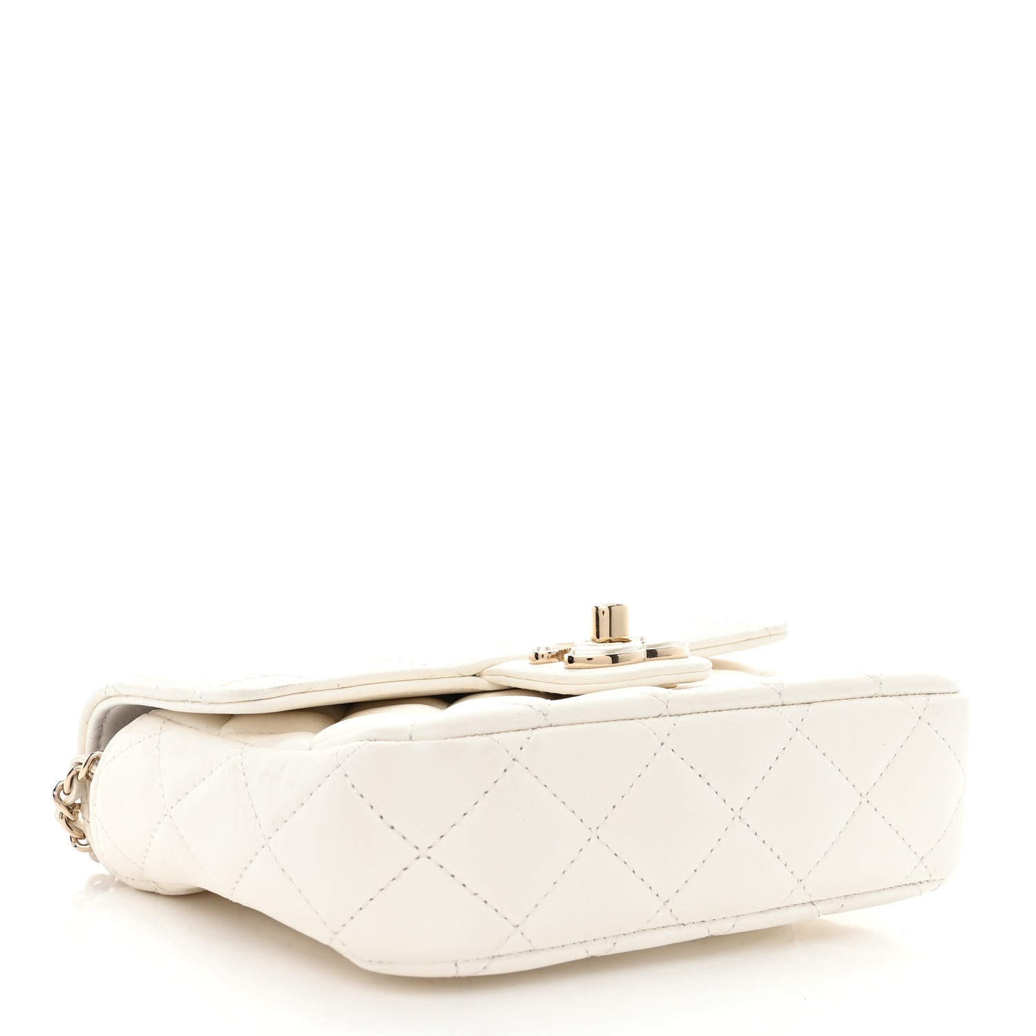 Chanel Lambskin Resin Quilted Mini Heart Square Flap White 4 of 11