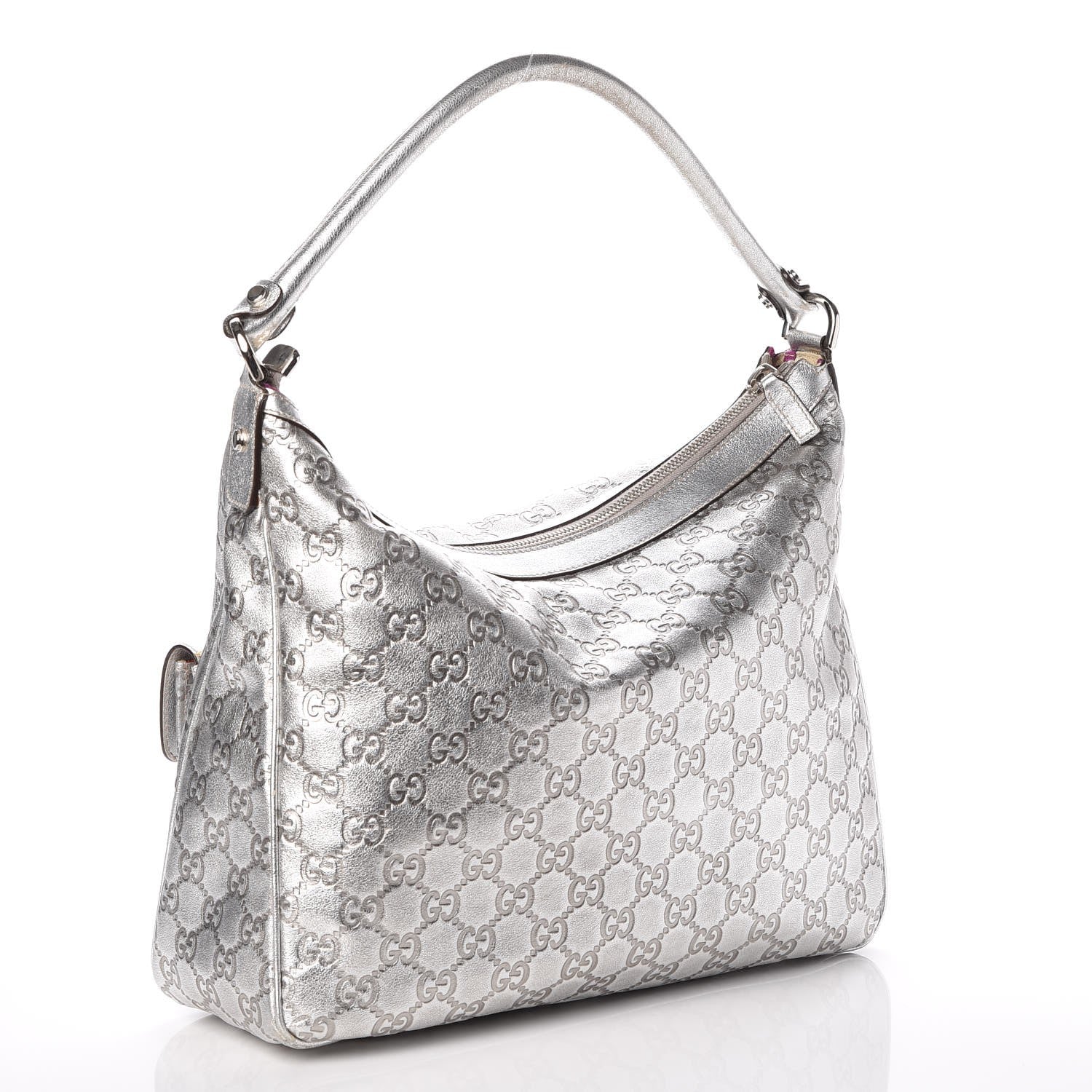 Gucci Metallic Guccissima Pocket Hobo Silver 3 of 14