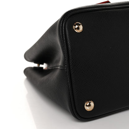Prada Saffiano Cuir Small Double Bag Black Fuoco 7 of 9