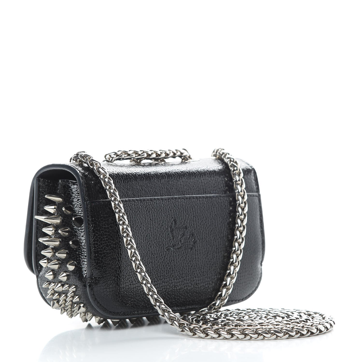 Christian Louboutin Jurassic Calfskin Spikes Sweety Charity NV Crossbody Bag Black Silver 3 of 13