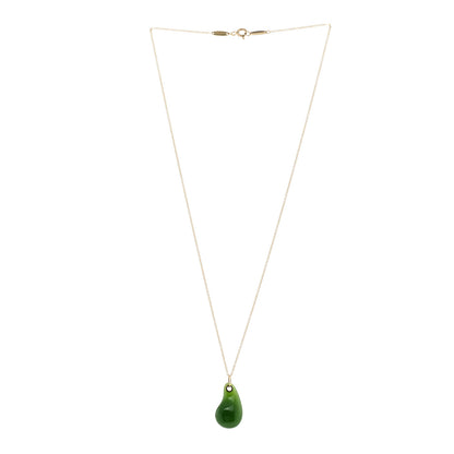 Tiffany 18K Yellow Gold Green Jade Elsa Peretti Teardrop Pendant Necklace 3 of 6