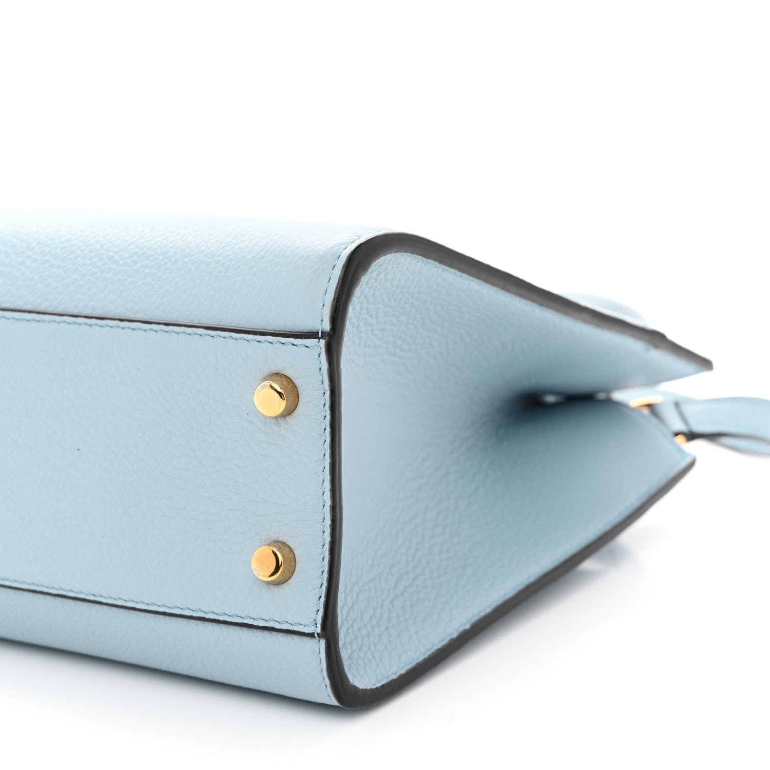 Versace Grainy Calfskin Virtus Top Handle Tote Light Blue 10 of 11