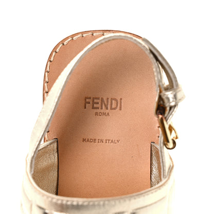Fendi Metallic Nappa FF Embossed Slingback Slide Sandals 35 Gold 7 of 7
