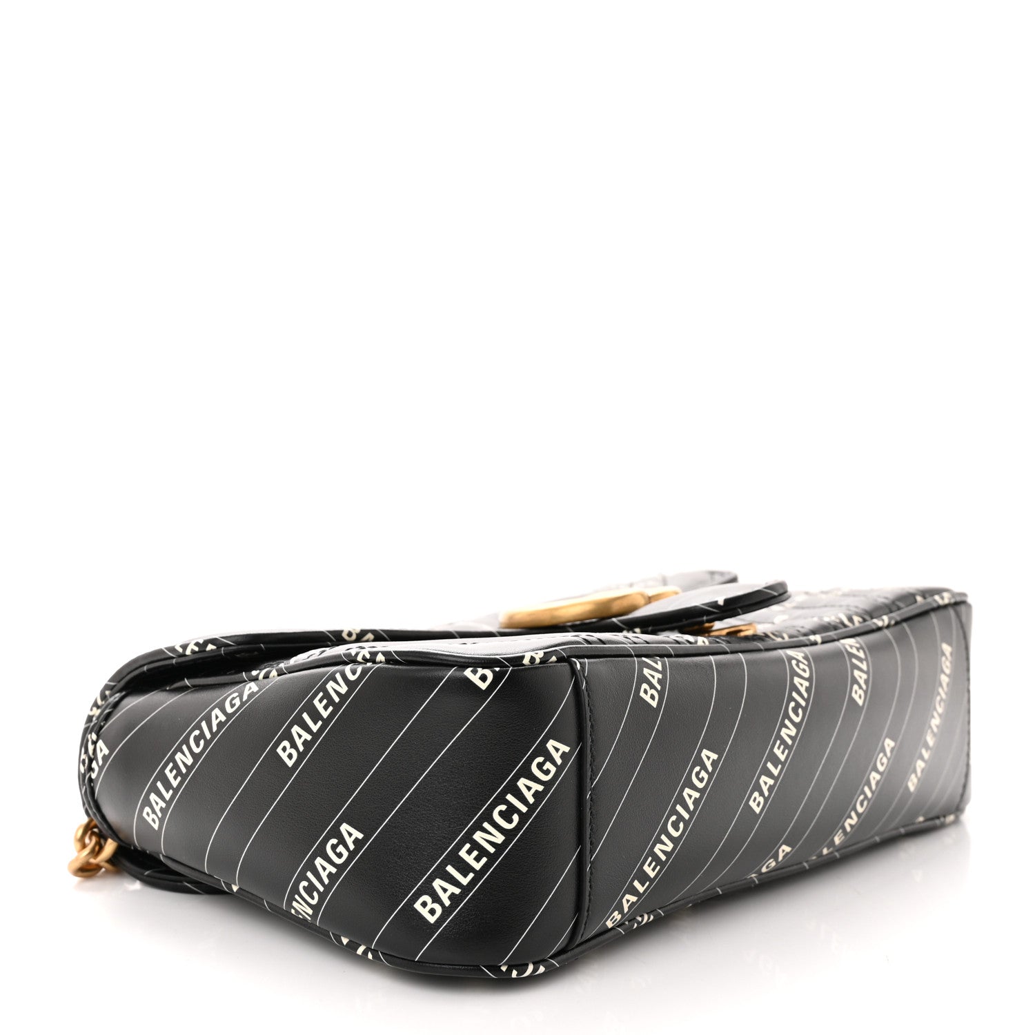 Gucci X BALENCIAGA Calfskin Matelasse Logo Print Small GG Marmont Shoulder Bag Black 4 of 11