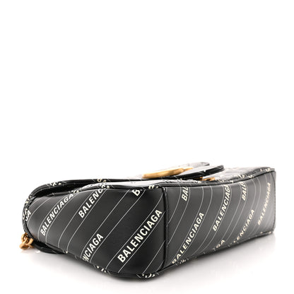 Gucci X BALENCIAGA Calfskin Matelasse Logo Print Small GG Marmont Shoulder Bag Black 4 of 11