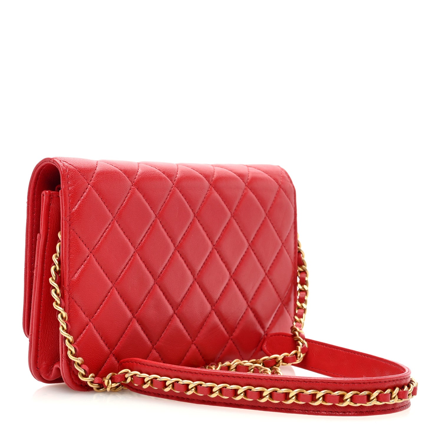 Chanel Lambskin Quilted Infinity Wallet On Chain WOC Red 3 of 10