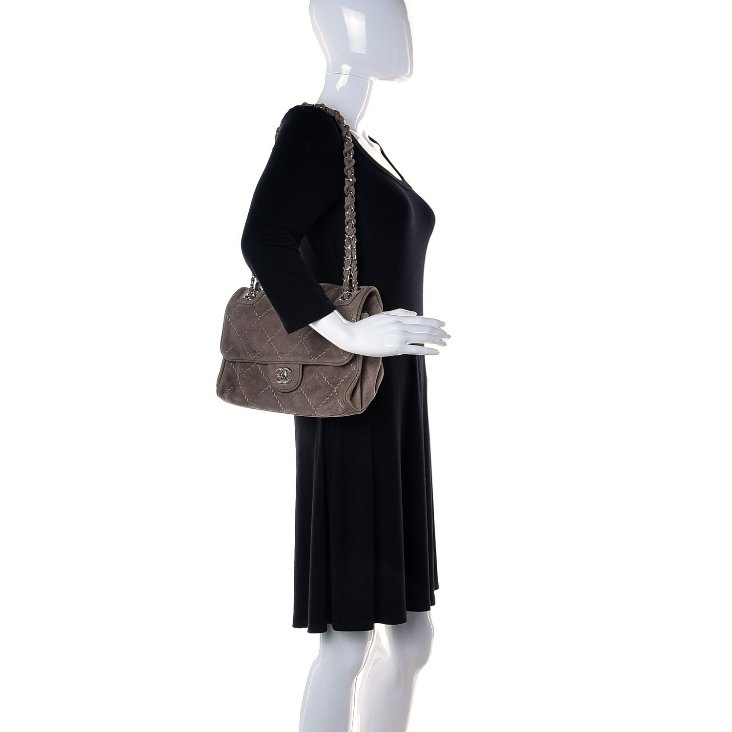 Chanel Suede Ultimate Stitch Flap Light Grey 2 of 9
