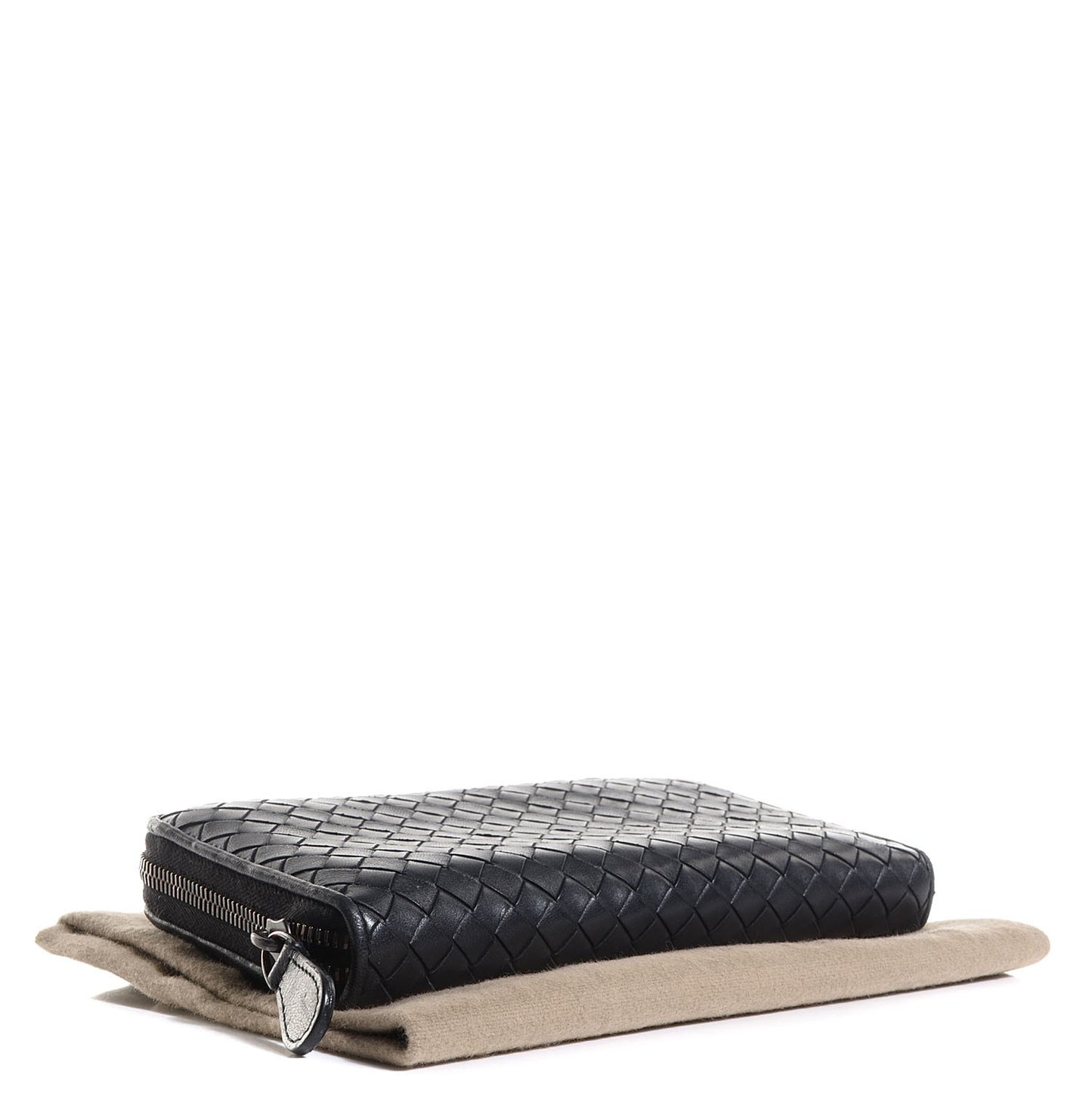 Nappa Intrecciato Zip Around Wallet Black