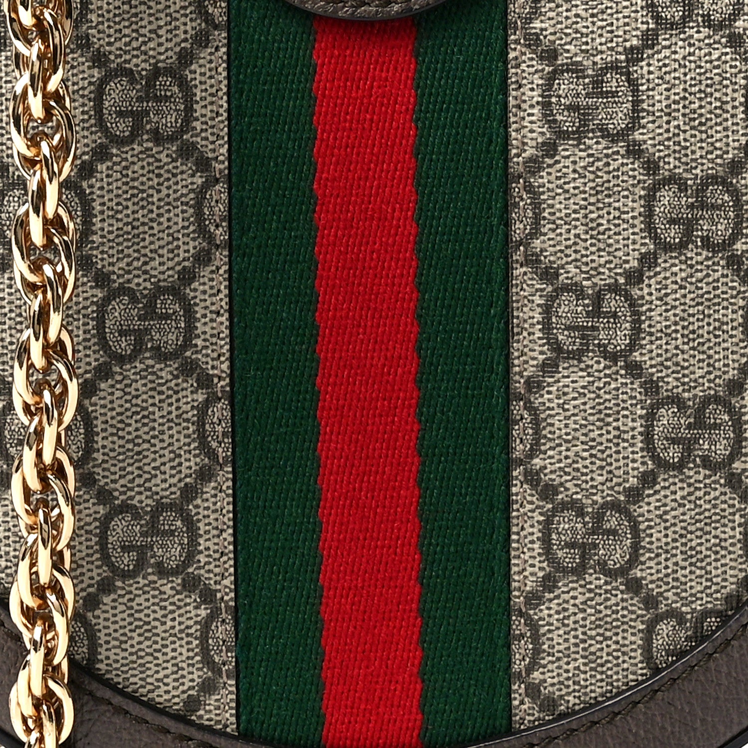 Gucci GG Supreme Monogram Web Mini Ophidia Round Shoulder Bag Brown 10 of 13