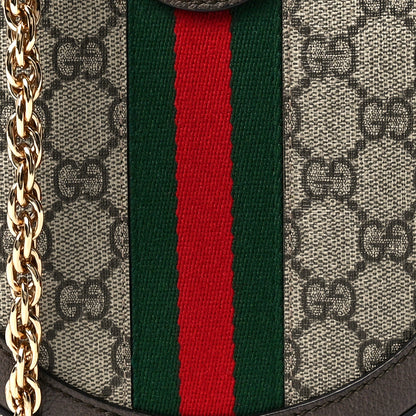 Gucci GG Supreme Monogram Web Mini Ophidia Round Shoulder Bag Brown 10 of 13
